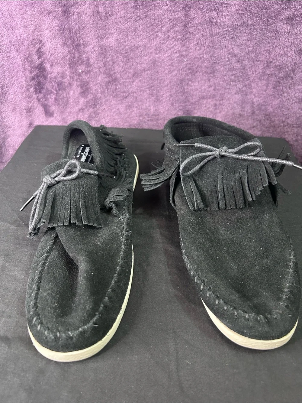 Men's Black Suede Fringe Moccasin Casual Shoes